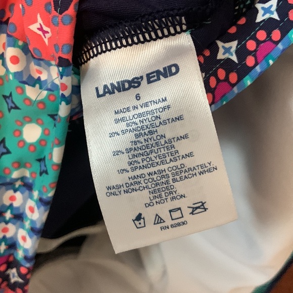 Lands’ End Navy Coral Mint Geometric Print Dresskini Swim Dress Top - Picture 7 of 7